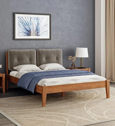 Minimalist genuine Sheesham wood bed without storage