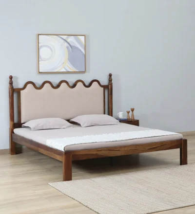 Royal Sheesham wood bed with gaddi headboard by Classic Wood
