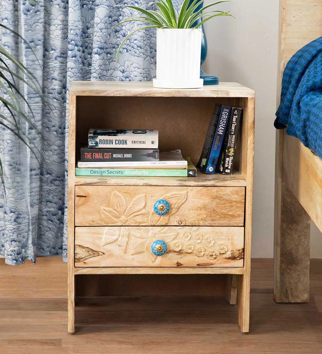 Syncify solid wood bedside table by Classic Wood, premium wooden nightstand with smooth finish for bedroom