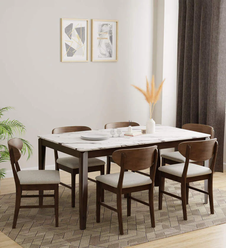Premium solid wood dining set with compact design and supportive backrest chairs.