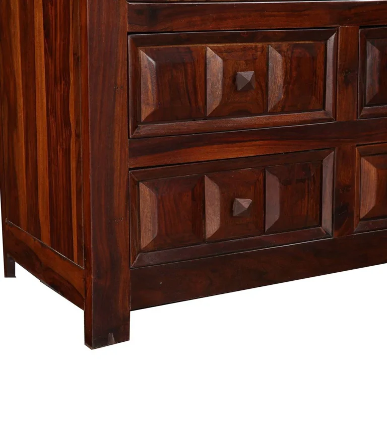 Tall Sheesham Wood Bookcase with Adjustable Shelves and Classic Indian Style - Image 11