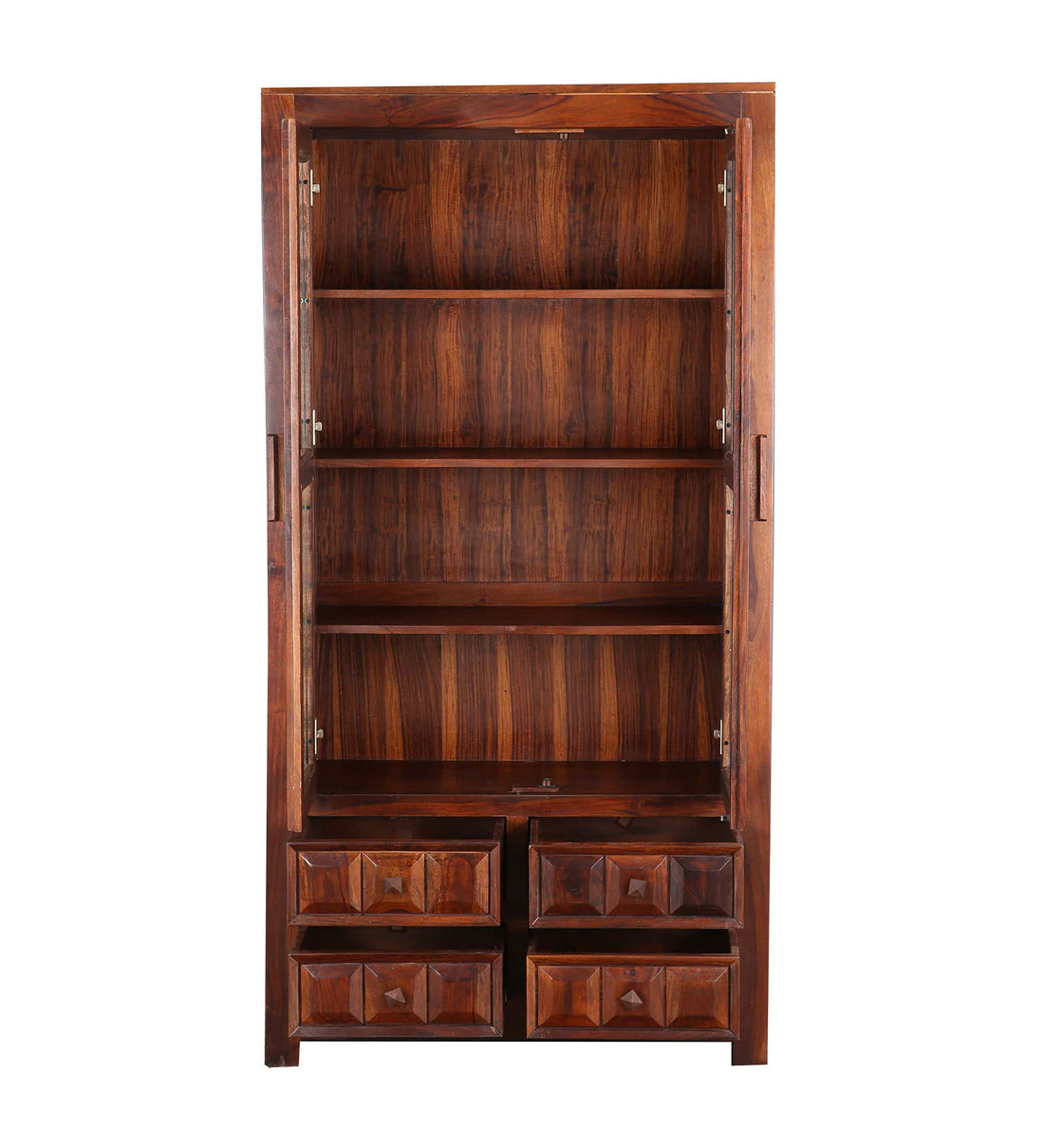 Tall Sheesham Wood Bookcase with Adjustable Shelves and Classic Indian Style - Image 8