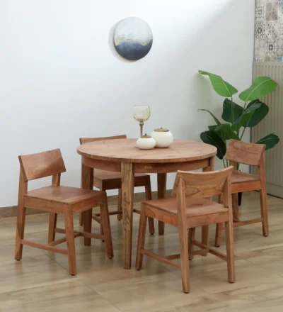 Stylish dining table and chairs with strong wood construction and modern design