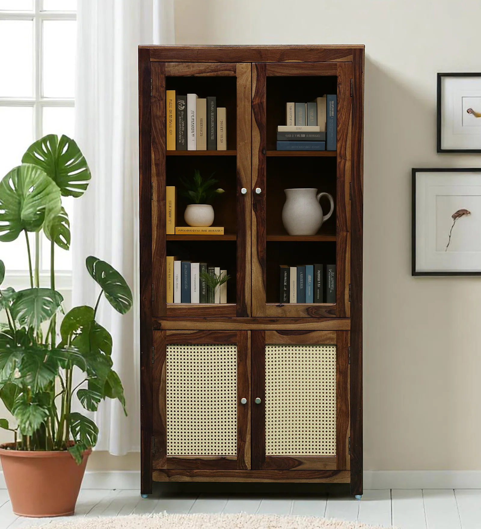 Sheesham Wood Book Case in Provincial Teak Finish By Classic Wood