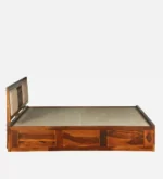 Modern sheesham wood king size bed with storage and elegant headboard design india - Image 2