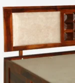 Modern sheesham wood king size bed with storage and elegant headboard design india - Image 3