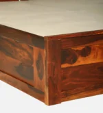 Modern sheesham wood king size bed with storage and elegant headboard design india - Image 8