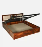 Solid wood bed with elegant headboard design - Image 2