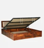 Solid wood bed with elegant headboard design - Image 3