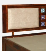 Solid wood bed with elegant headboard design - Image 4