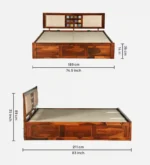 Solid wood bed with elegant headboard design - Image 6