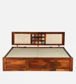 Solid wood bed with elegant headboard design - Image 8