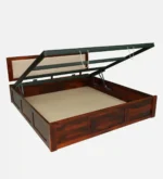 Traditional wooden bed with elegant carved headboard - Image 5