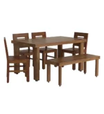Dlvora Sheesham Wood 6 Seater Dining Set with Bench and Cushioned Chairs - Image 2