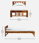 Aonlora Wooden Single Bed with Elegant Appearance and Strong Base in Natural Tone - Image 2