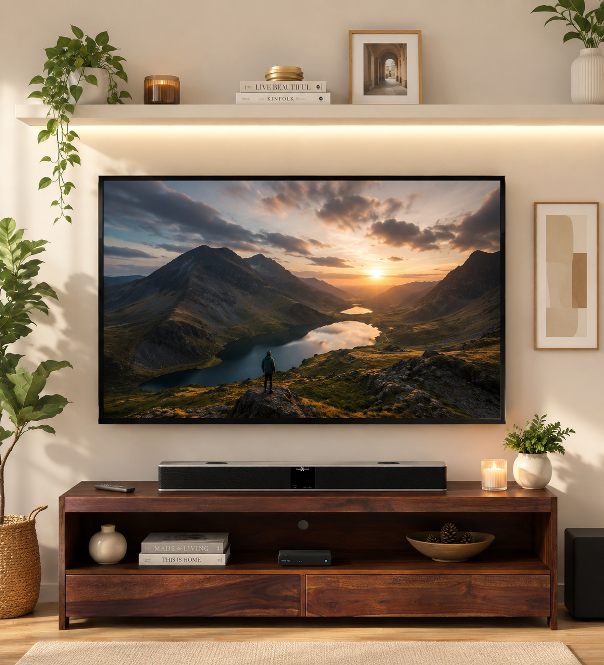 Ashford Sheesham Wood Media Console in Scratch Resistant Honey Oak Finish classic wood (1) Ashford Sheesham Wood Media Console in Scratch Resistant Honey Oak Finish - Image 1