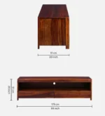 Ashford Sheesham Wood Media Console in Scratch Resistant Honey Oak Finish - Image 3