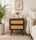Ashton Sheesham Wood Bedside Table in Honey Oak Finish