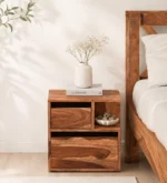 Blpine Natural Finish Bedside Table