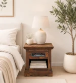 CapleEdge Wooden Bedside Table in Natural Finish