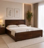 Casper Contemporary Wooden Storage Bed with Hydraulic Lift and Soft Cushion Headboard
