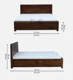 Casper Contemporary Wooden Storage Bed with Hydraulic Lift and Soft Cushion Headboard - Image 4