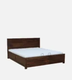 Casper Contemporary Wooden Storage Bed with Hydraulic Lift and Soft Cushion Headboard - Image 6