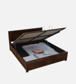 Casper Contemporary Wooden Storage Bed with Hydraulic Lift and Soft Cushion Headboard - Image 7