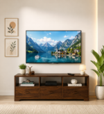Cedarvale Acacia Solid Wood Media Unit in Stain Resistant Golden Teak Finish