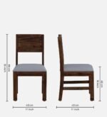 Nain Sheesham Wood Dining Chairs In Provincial Teak Finish with Grey Cushion (Set Of 2) - Image 3