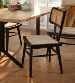 Siker Teak Dining Chair In Charcoal Black Colour - Image 3