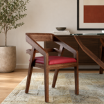 Nain Sheesham Wood Arm Chair In Honey Oak Finish