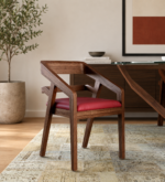 Nain Sheesham Wood Arm Chair In Honey Oak Finish