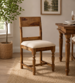 Nain Sheesham Wood Dining Chairs In Provincial Teak Finish (Set Of 2) With Cushioned Chairs