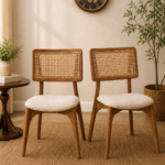 Ice Teak Wood Dining Chair In Teak Gold Finish