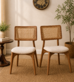 Ice Teak Wood Dining Chair In Teak Gold Finish
