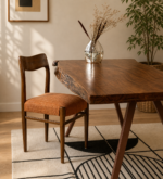 Sky Retro Dining Chair In Natural Teak Finish