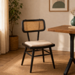 Siker Teak Dining Chair In Charcoal Black Colour
