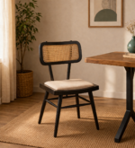 Siker Teak Dining Chair In Charcoal Black Colour