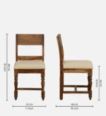 Nain Sheesham Wood Dining Chairs In Provincial Teak Finish (Set Of 2) With Cushioned Chairs - Image 3