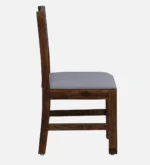 Nain Sheesham Wood Dining Chairs In Provincial Teak Finish with Grey Cushion (Set Of 2) - Image 5