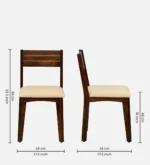 Nain Sheesham Wood Cushioned Dining Chair With Brass Inlay In Provincial Teak Finish - Image 3