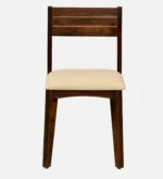 Nain Sheesham Wood Cushioned Dining Chair With Brass Inlay In Provincial Teak Finish - Image 6