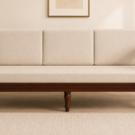 Clone Sheesham Wood 3 Seater Sofa In Beige Colour