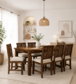 Crlena Handcrafted Wooden 8 Seater Dining Table Set for Modern Homes