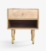 Crvensa Handcrafted Wooden Nightstand with Elegant Storage - Image 2