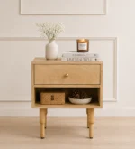 Crvensa Handcrafted Wooden Nightstand with Elegant Storage