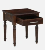 Dalder Sheesham Wood Nightstand in Sun-Dried Oak Finish with Drawer - Image 5