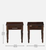 Dalder Sheesham Wood Nightstand in Sun-Dried Oak Finish with Drawer - Image 7