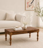 Deodar Cedar Carved Coffee Table in Antique Walnut